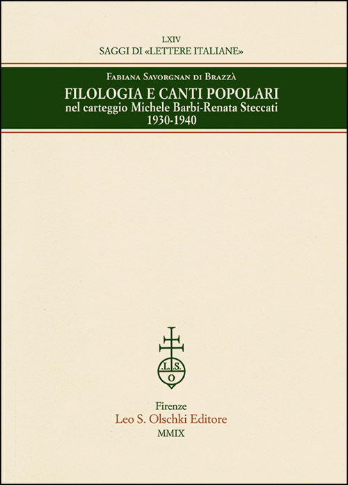 9788822259196 Filologia e canti popolari nel carteggio Michele B...ati 1930-1940 
